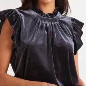 Allison Joy Velvet Ruffle Blouse